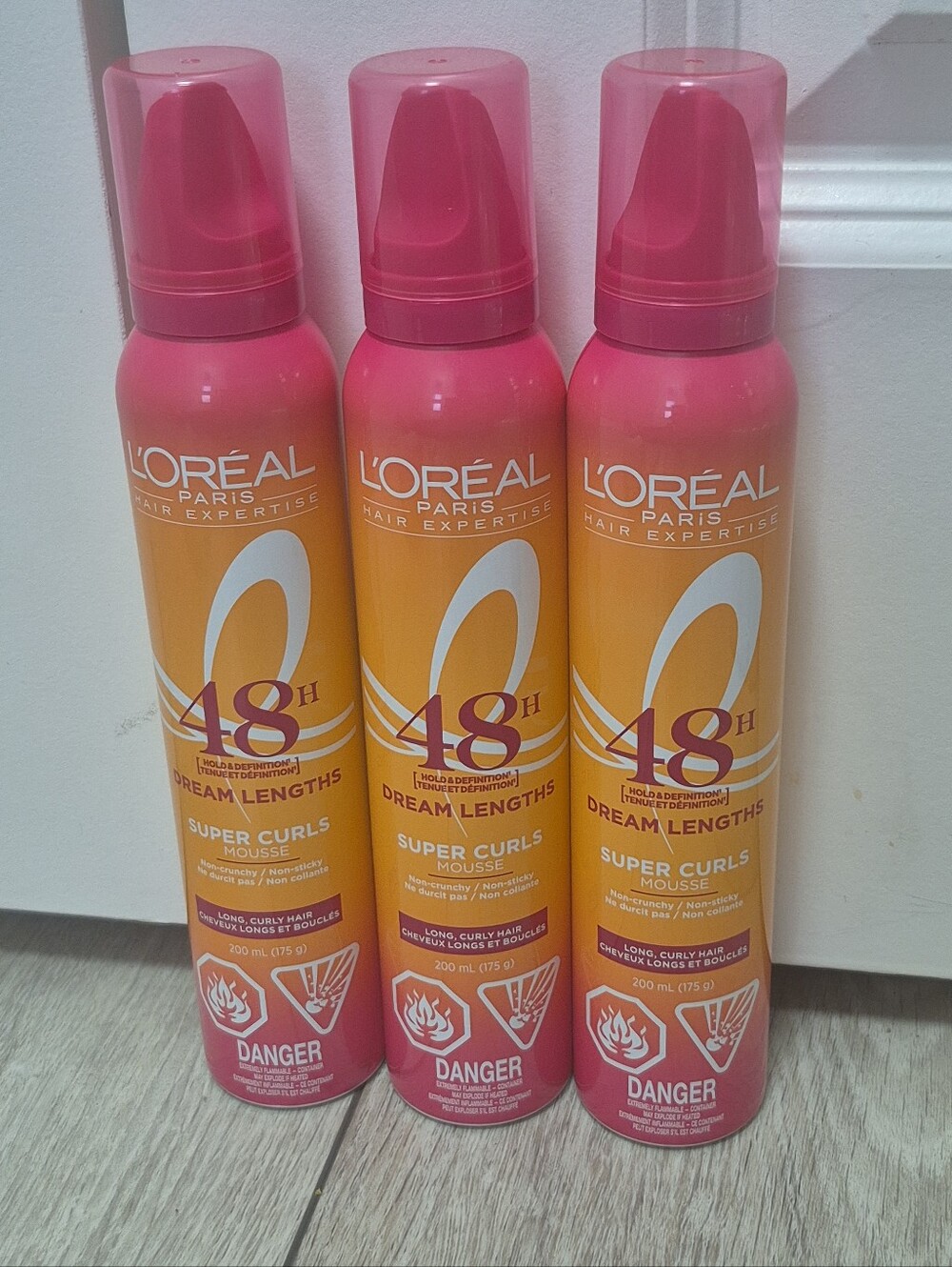 3x L'Oréal Paris Hair Expertise Dream Lengths Super Curls Volume Mousse 48hr
